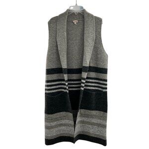 Hem & Thread Women's Sleeveless Knit Cardigan Gray/Black Stripe Size Medium